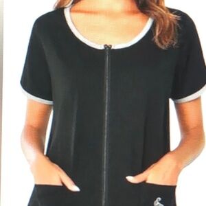 EKOUAER Size SMALL Elegant Black Zip-Up Sleepwear Robe with Pockets. NWT!